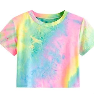 Women’s Rainbow Tie Dye Crop Tee Lounge
